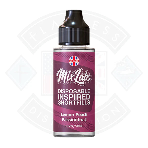 Mix Labs 50/50 - Lemon Peach Passionfruit 0mg 100ml Shortfill