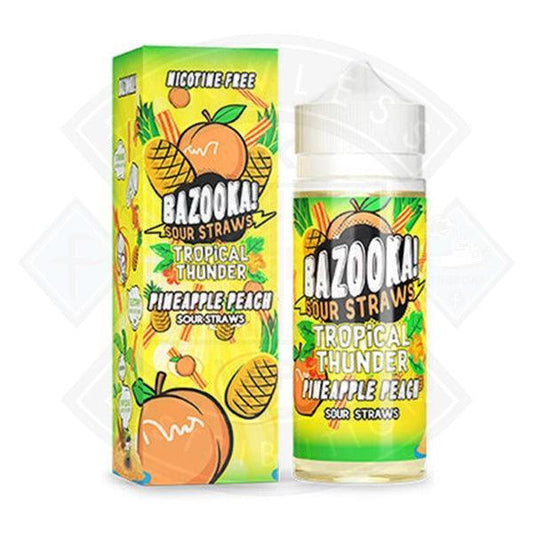 Bazooka Sour Straws - Tropical Thunder Pineapple Peach 0mg 100ml Shortfill - Flawless Vape Shop