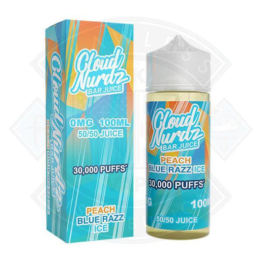 Cloud Nurdz - Ice Peach Blue Razz 0mg 100ml Shortfill - Flawless Vape Shop