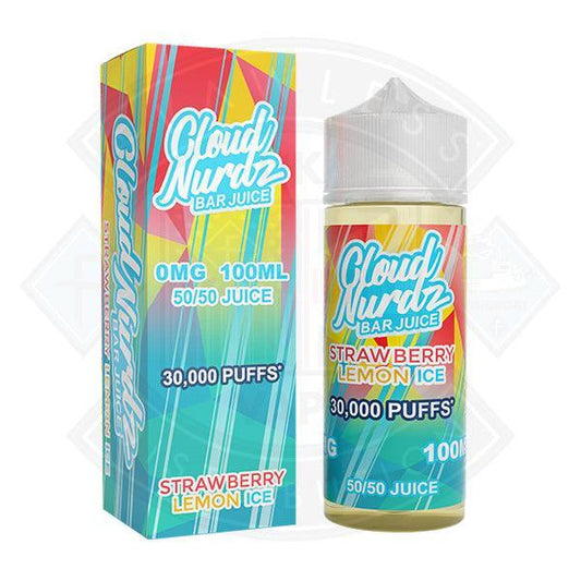 Cloud Nurdz - Ice Strawberry Lemon 0mg 100ml Shortfill - Flawless Vape Shop