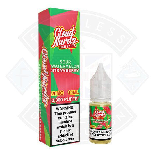 Cloud Nurdz Sour Watermelon Strawberry Nic Salt 10ml - Flawless Vape Shop