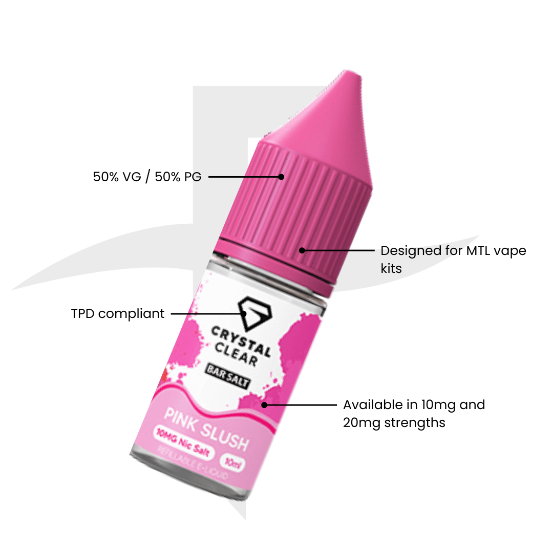 Crystal Clear Bar Nic Salts 10ml - Pink Slush