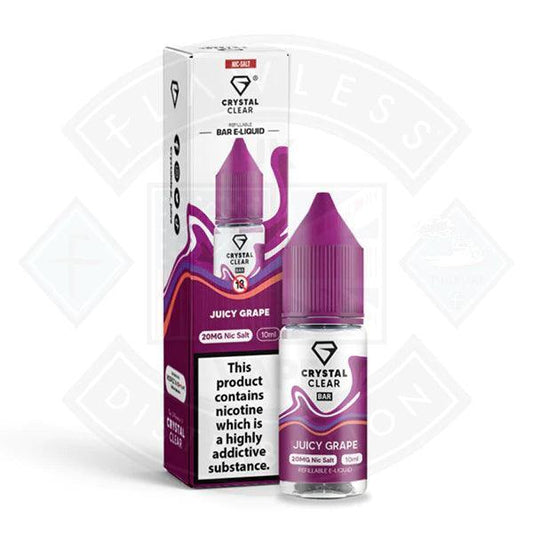 Crystal Clear Bar Nic Salts 10ml - Juicy Grape - Flawless Vape Shop