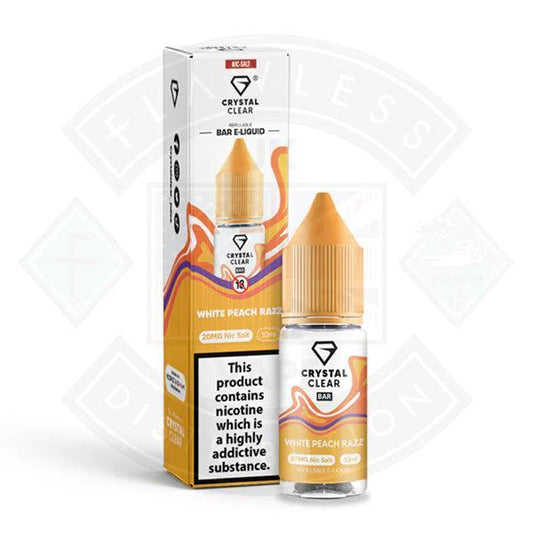 Crystal Clear Bar Nic Salts 10ml - White Peach Razz - Flawless Vape Shop