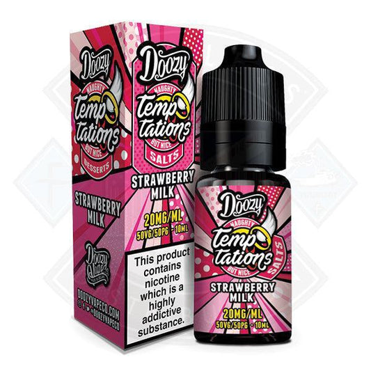 Doozy Temptations Salts Strawberry Milk 50/50 10ml e-liquid - Flawless Vape Shop