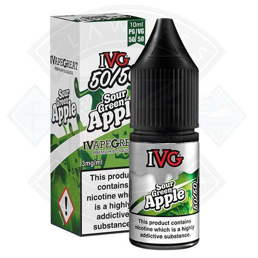 IVG 50:50 Dessert Range - Sour Green Apple 10ml - Flawless Vape Shop