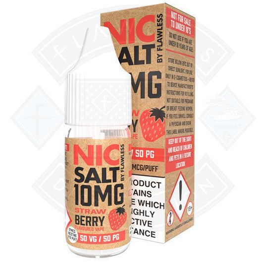 Nic Salt - Strawberry 10mg 10ml By Flawless - Flawless Vape Shop