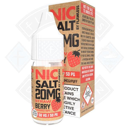 Nic Salt - Strawberry 20mg 10ml E-Liquid - Flawless Vape Shop