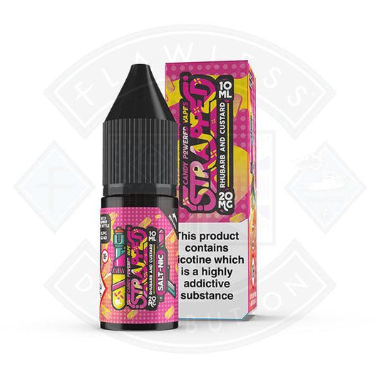 Strapped Candy Powered Nic Salt - Rhubarb and Custard 10ml E-liquid - Flawless Vape Shop