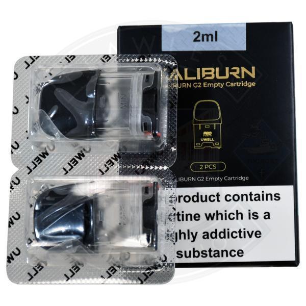 UWELL Caliburn G2 Pods GK2 Pod Replacement Empty Cartridge 2ml Without Coils Pack of 2 - Flawless Vape Shop